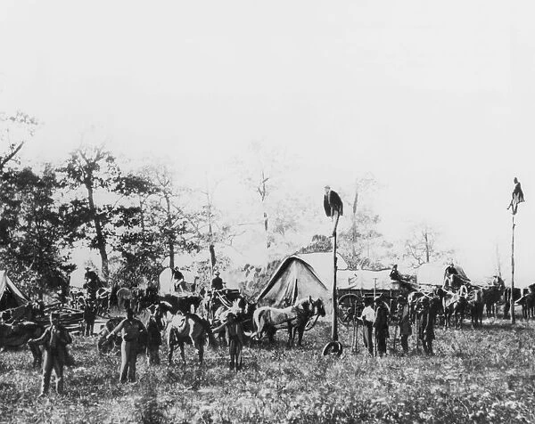 Telegraph construction camp during the American Civil War, 1861-1865