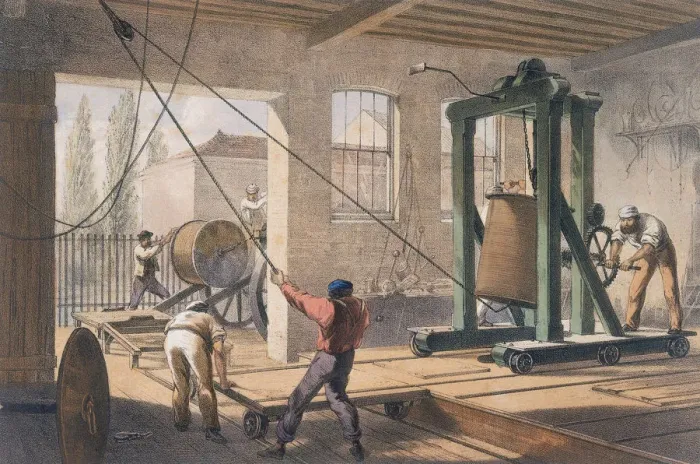 Framed Print : Telegraph wire at the Greenwich works, c1865 Framed Print : Telegraph wire at the Greenwich works, c1865