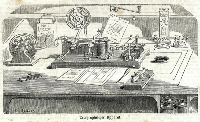 Framed Print : Telegraphic Apparatus, c1855. Creator: Renard, Edouard (1802-1857) Framed Print : Telegraphic Apparatus, c1855. Creator: Renard, Edouard (1802-1857)