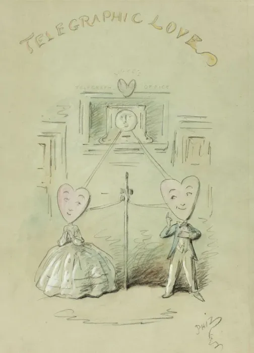 Framed Print : Telegraphic Love, n. d. Creator: Hablot Knight Browne