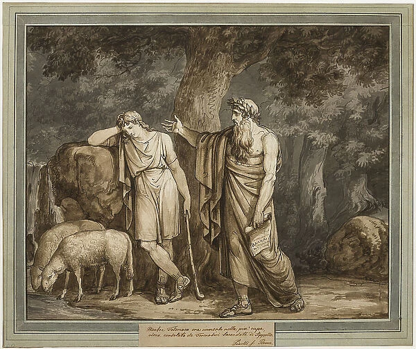 Telemachus is Consoled by Termosiris, Priest of Apollo, from The Adventures of... 1808. Creator: Bartolomeo Pinelli