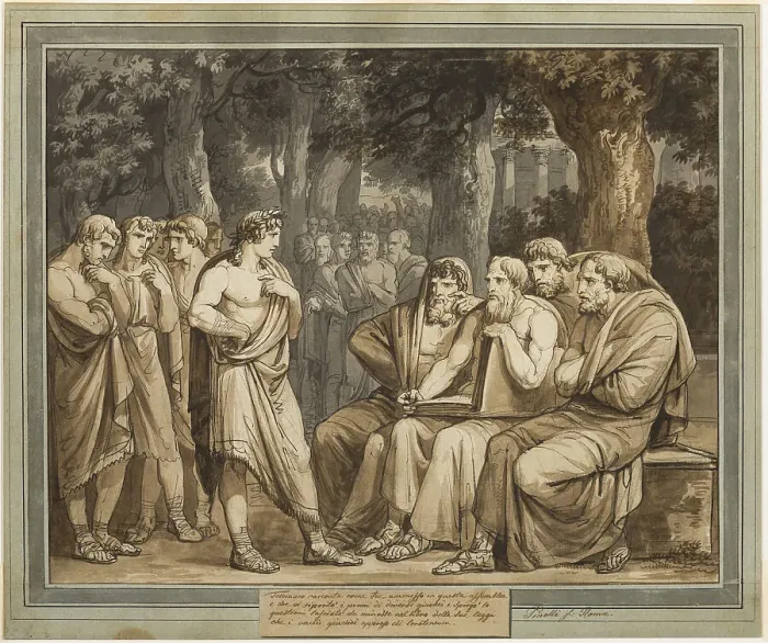 Framed Print : Telemachus Describes How He Was Admitted into the Assembly in Crete, from The... 1808. Creator: Bartolomeo Pinelli Framed Print : Telemachus Describes How He Was Admitted into the Assembly in Crete, from The... 1808. Creator: Bartolomeo Pinelli