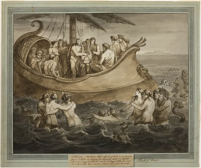 Framed Print : Telemachus and Mentor in a Galley after Fleeing the Island of Calypso, from The... Book 8, 1808. Creator: Bartolomeo Pinelli Framed Print : Telemachus and Mentor in a Galley after Fleeing the Island of Calypso, from The... Book 8, 1808. Creator: Bartolomeo Pinelli