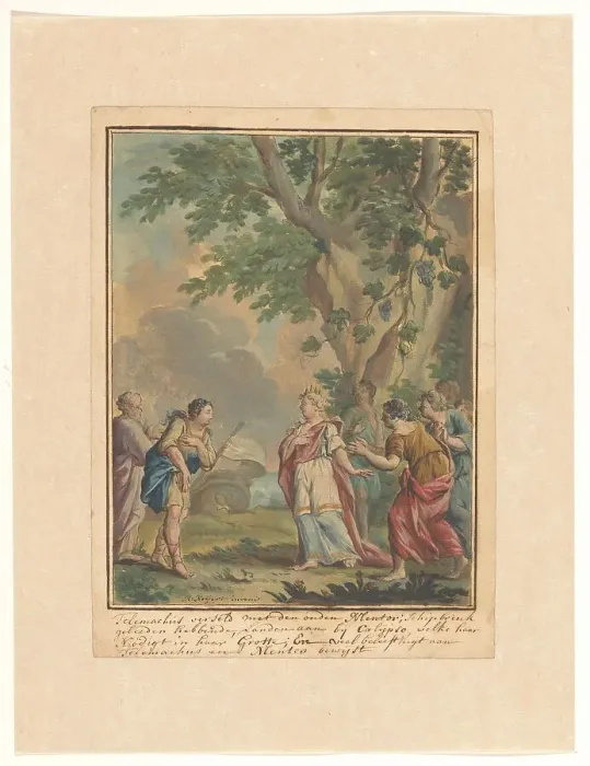 Framed Print : Telemachus and Mentor visit the nymph Calypso, 1719-1775. Creator: Ruik Keyert Framed Print : Telemachus and Mentor visit the nymph Calypso, 1719-1775. Creator: Ruik Keyert