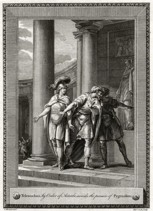 Framed Print : Telemachus, by Order of Astarbe, avoids the pursuits of Pygmalion, 1775. Artist: T Cook Framed Print : Telemachus, by Order of Astarbe, avoids the pursuits of Pygmalion, 1775. Artist: T Cook