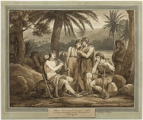 Telemachus Plays and Sings to the Shepherds in Egypt, from The Adventures of... 1808. Creator: Bartolomeo Pinelli