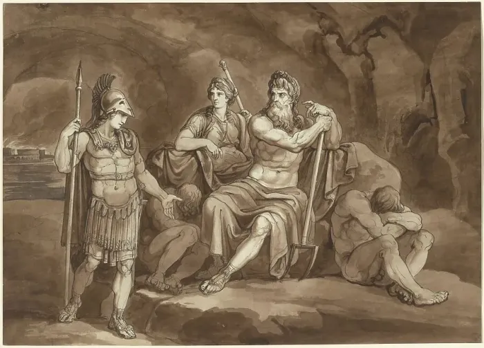 Framed Print : Telemachus Requests Permission from Pluto to Seek His Father in the Underworld, 1809. Creator: Bartolomeo Pinelli Framed Print : Telemachus Requests Permission from Pluto to Seek His Father in the Underworld, 1809. Creator: Bartolomeo Pinelli