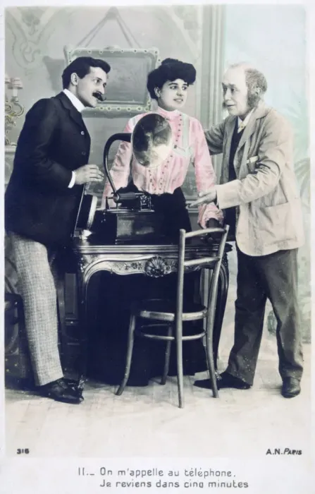 Framed Print : Call me on the telephone, I will return in five minutes, c1900 Framed Print : Call me on the telephone, I will return in five minutes, c1900