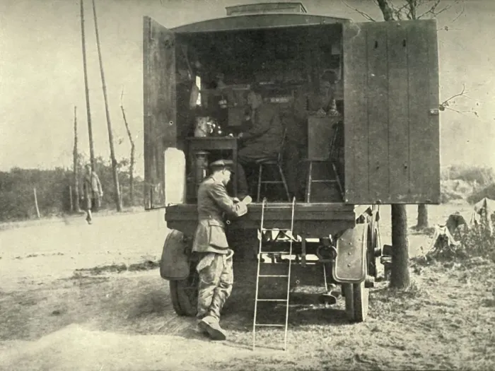 Framed Print : Telephone Lorry Exchange Attached to R. A. F. Kite Balloon Section, (1919). Creator: Unknown Framed Print : Telephone Lorry Exchange Attached to R. A. F. Kite Balloon Section, (1919). Creator: Unknown