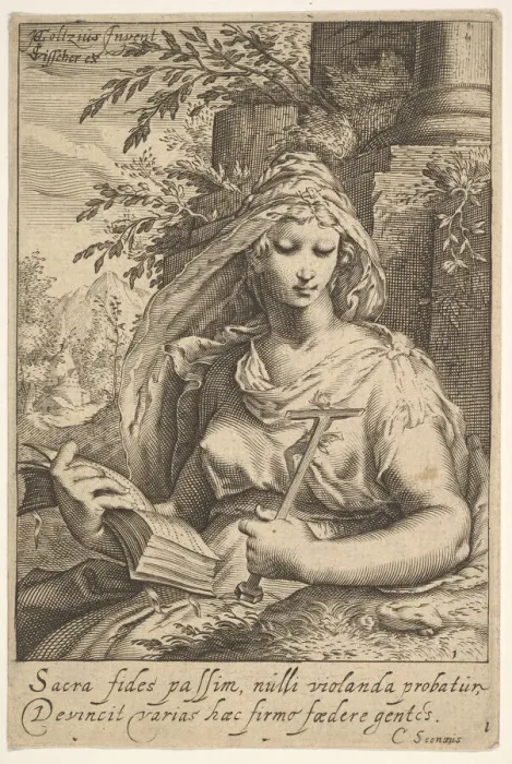 Framed Print : Temperance, from The Seven Virtues. Creator: Unknown Framed Print : Temperance, from The Seven Virtues. Creator: Unknown