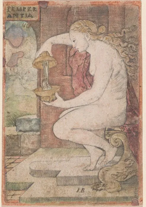 Framed Print : Temperantia (Temperance), c. 1525. Creator: Master I. B Framed Print : Temperantia (Temperance), c. 1525. Creator: Master I. B