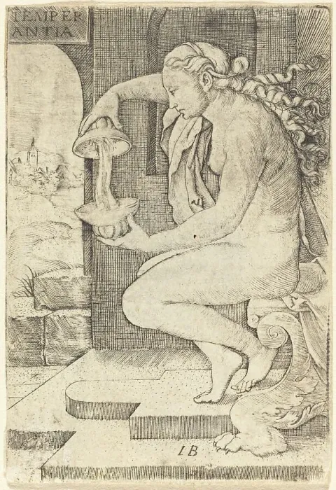Framed Print : Temperantia (Temperance), c. 1525. Creator: Master I. B Framed Print : Temperantia (Temperance), c. 1525. Creator: Master I. B