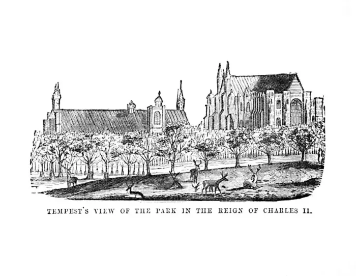Framed Print : Tempests View of the Park in the Reign of Charles II, c1870 Framed Print : Tempests View of the Park in the Reign of Charles II, c1870