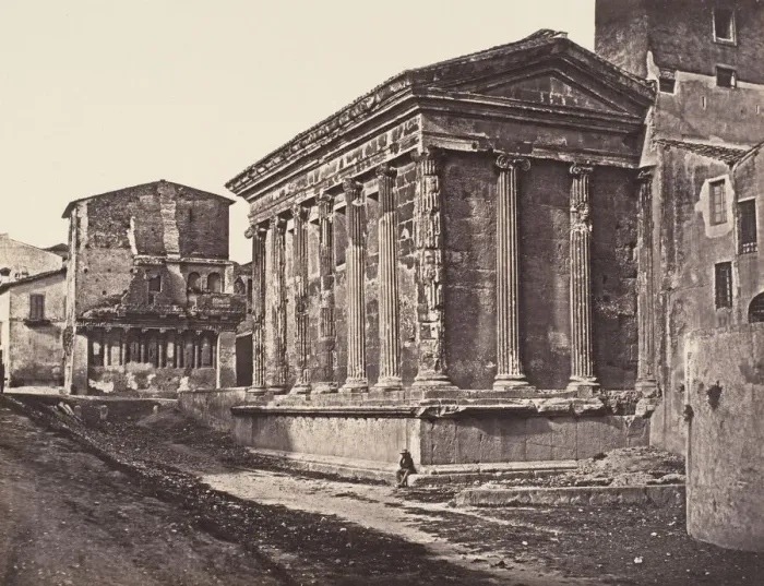 Framed Print : Tempio della Fortuna Virile, 1848-52. Creator: Eugene Constant Framed Print : Tempio della Fortuna Virile, 1848-52. Creator: Eugene Constant