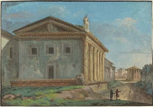 Tempio della Fortuna Virile with the Tempio di Vesta in the Distance. Creator: Unknown