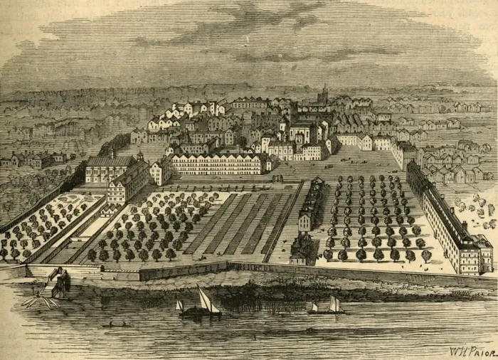 Framed Print : The Temple in 1671. (From an old bird s-eye view in the inner temple), (1897) Framed Print : The Temple in 1671. (From an old bird s-eye view in the inner temple), (1897)