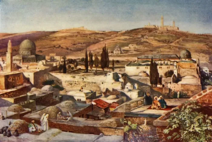 Framed Print : The Temple Area and the Mount of Olives from Mount Zion, 1902. Creator: John Fulleylove Framed Print : The Temple Area and the Mount of Olives from Mount Zion, 1902. Creator: John Fulleylove