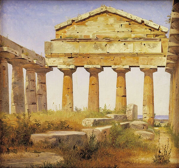 The Temple of Athena in Paestum;Formerly known as the Ceres Temple in Paestum, 1838. Creator: Constantin Hansen