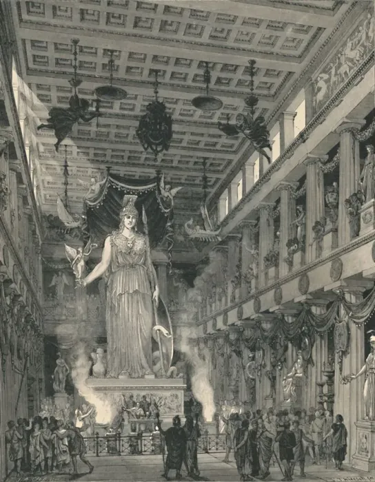 Framed Print : The Temple of Athene Parthenos, Restored, 1886. Artist: E Thiersch Framed Print : The Temple of Athene Parthenos, Restored, 1886. Artist: E Thiersch