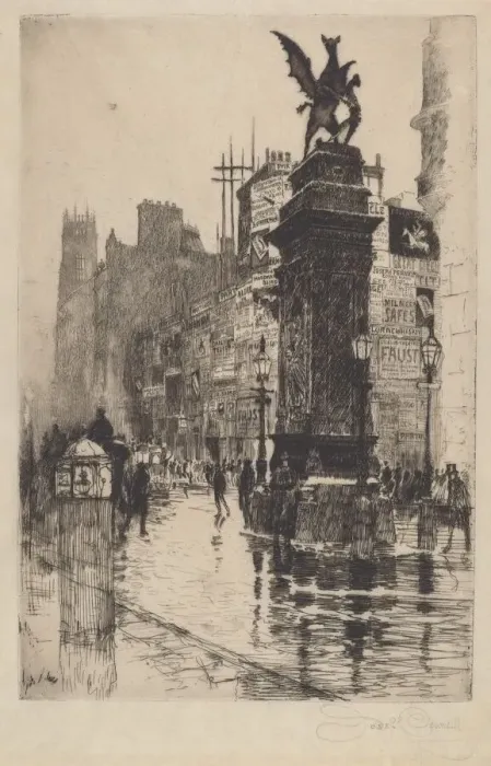 Framed Print : Temple Bar, 1885. Creator: Joseph Pennell Framed Print : Temple Bar, 1885. Creator: Joseph Pennell