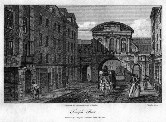 Framed Print : Temple Bar, London, 1805. Artist: Busby Framed Print : Temple Bar, London, 1805. Artist: Busby