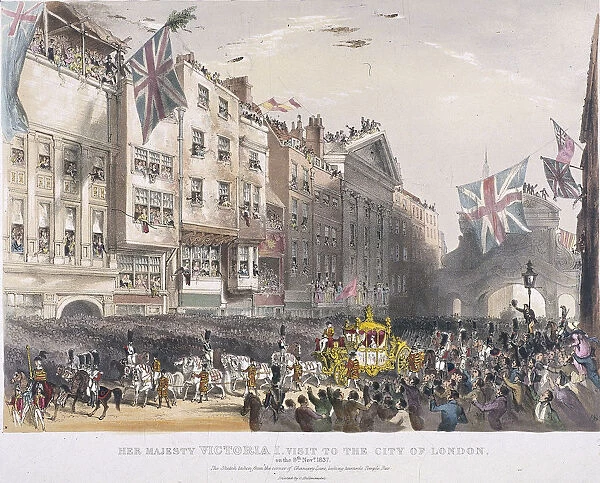 Temple Bar, London, 1837. Artist: Charles Joseph Hullmandel