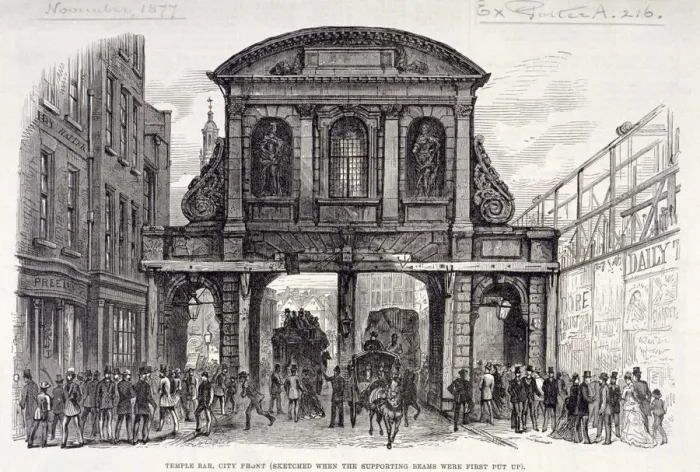 Framed Print : Temple Bar, London, 1877 Framed Print : Temple Bar, London, 1877