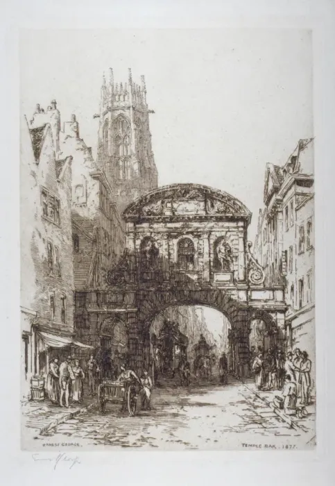 Framed Print : Temple Bar, London, 1877. Artist: Ernest George Framed Print : Temple Bar, London, 1877. Artist: Ernest George
