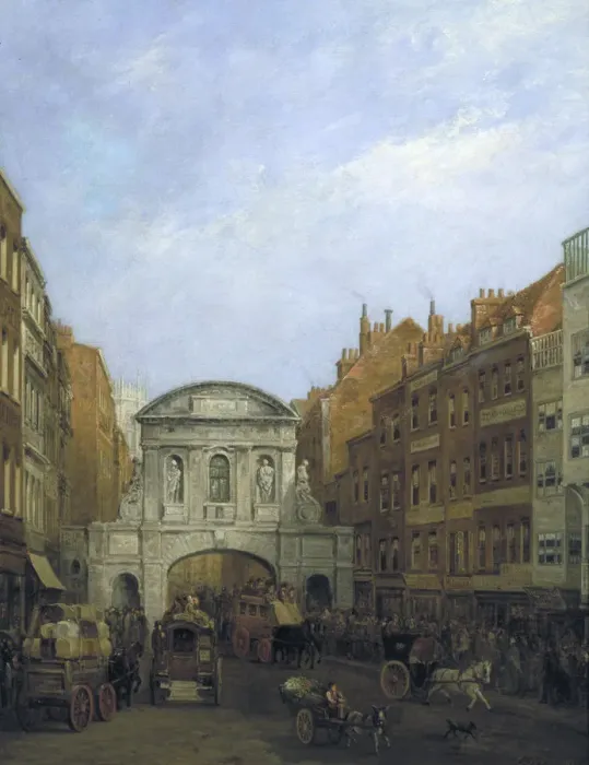 Framed Print : Temple Bar from the Strand, London, 1873. Artist: William Henry Haines Framed Print : Temple Bar from the Strand, London, 1873. Artist: William Henry Haines