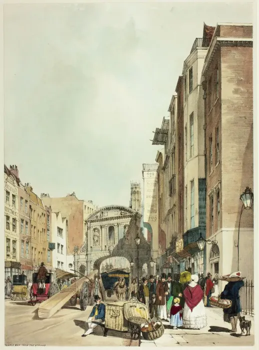 Framed Print : Temple Bar from The Strand, plate 22 from Original Views of London as It Is, 1842 Framed Print : Temple Bar from The Strand, plate 22 from Original Views of London as It Is, 1842
