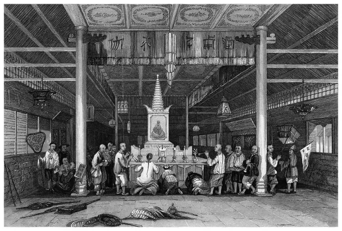 Framed Print : Temple of Buddha, Canton, China, 1843. Artist: WH Capone Framed Print : Temple of Buddha, Canton, China, 1843. Artist: WH Capone