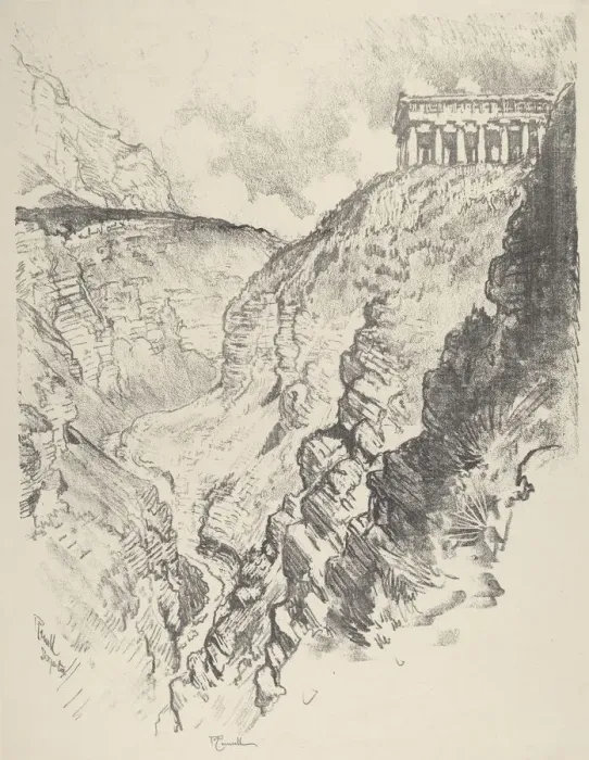 Framed Print : Temple over the Canon, Segesta, 1913. Creator: Joseph Pennell Framed Print : Temple over the Canon, Segesta, 1913. Creator: Joseph Pennell