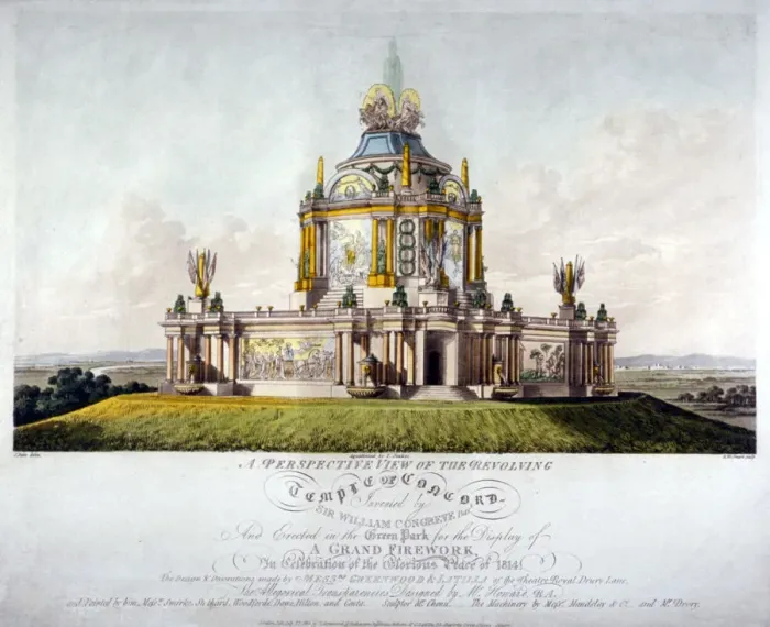 Framed Print : Temple of Concord, Green Park, Westminster, London, 1814. Artist: J Jeakes