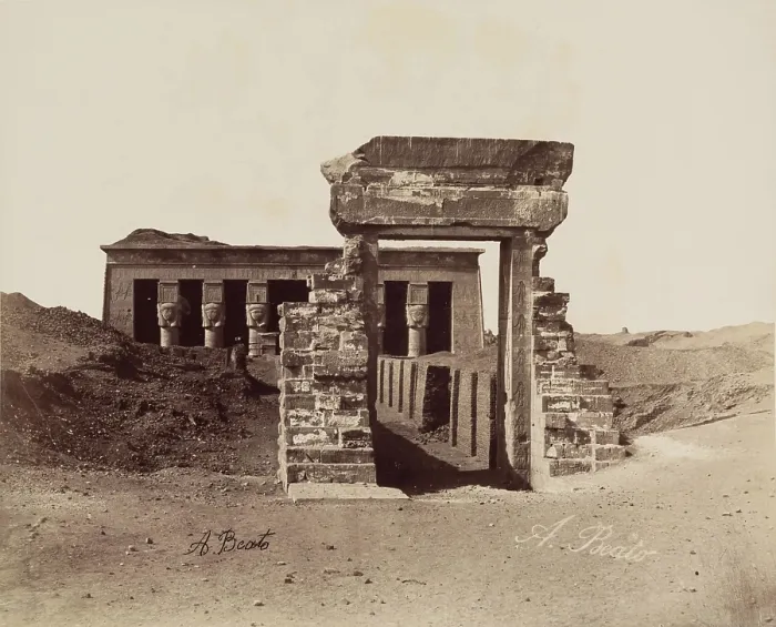 Framed Print : Temple at Dandara, between 1860 and 1903. Creator: Antonio Beato Framed Print : Temple at Dandara, between 1860 and 1903. Creator: Antonio Beato