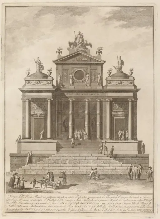 Framed Print : A Temple Dedicated to Jupiter, Juno, and Minerva, for the Chinea'Festival Framed Print : A Temple Dedicated to Jupiter, Juno, and Minerva, for the Chinea'Festival