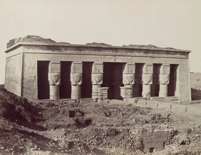 Framed Print : Temple a Denderah, 1870s. Creator: Antonio Beato Framed Print : Temple a Denderah, 1870s. Creator: Antonio Beato