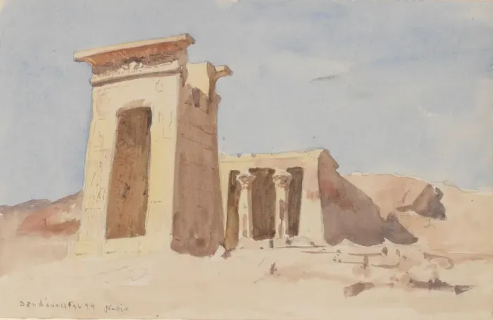Framed Print : The Temple of Dendur, showing the Pylon, 1874. Creator: Frederick Arthur Bridgman Framed Print : The Temple of Dendur, showing the Pylon, 1874. Creator: Frederick Arthur Bridgman