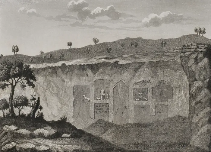 Framed Print : Temple of Diana that Morales recognized in the Almudejo hill, Guadalajara province, Spain, 1852. Creator: Antonio Roca Sallent Framed Print : Temple of Diana that Morales recognized in the Almudejo hill, Guadalajara province, Spain, 1852. Creator: Antonio Roca Sallent