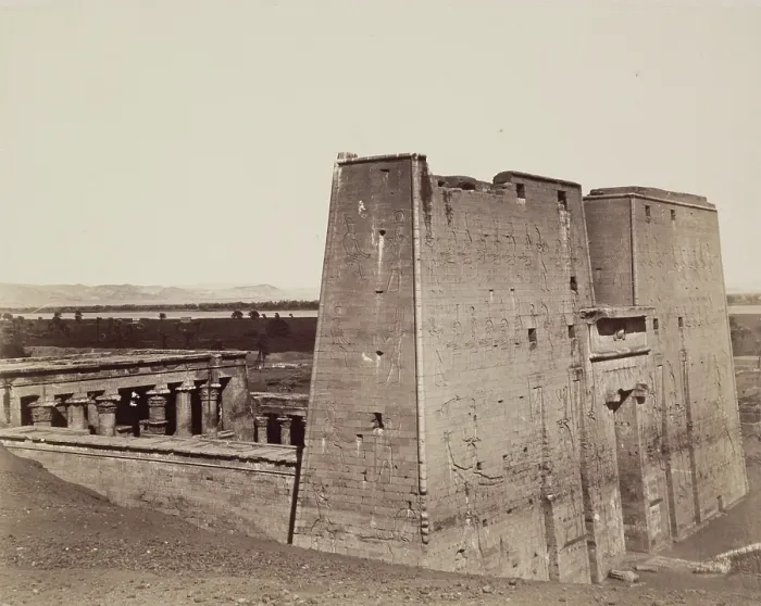 Framed Print : Temple of Edfu, 19th century. Creator: Anon Framed Print : Temple of Edfu, 19th century. Creator: Anon