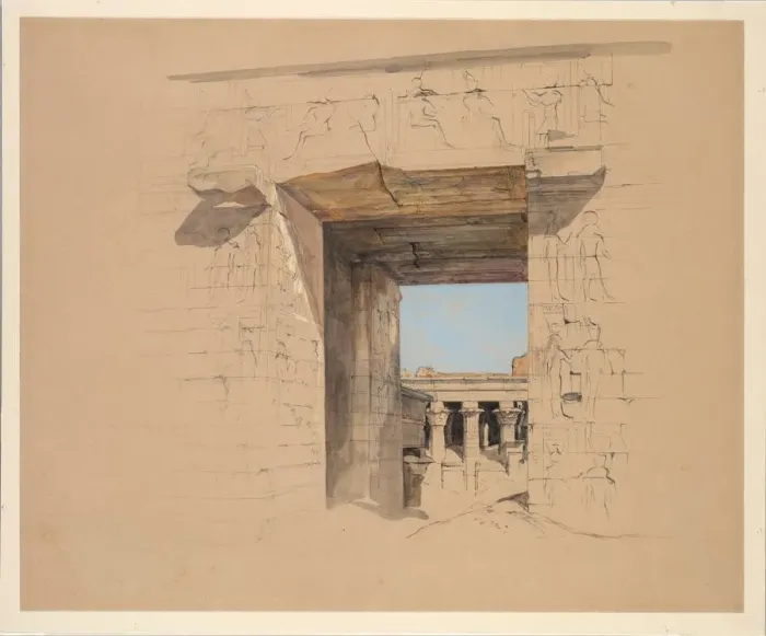 Framed Print : The Temple of Edfu: The Door of the Pylon, 1850. Creator: John Frederick Lewis (British Framed Print : The Temple of Edfu: The Door of the Pylon, 1850. Creator: John Frederick Lewis (British