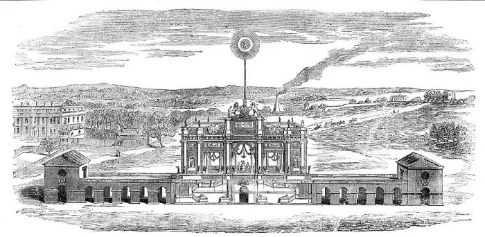 Framed Print : Temple erected for the Display of Fireworks in the Green-Park, to Celebrate the Peace of Aix-La-Chap Creator: Unknown Framed Print : Temple erected for the Display of Fireworks in the Green-Park, to Celebrate the Peace of Aix-La-Chap Creator: Unknown