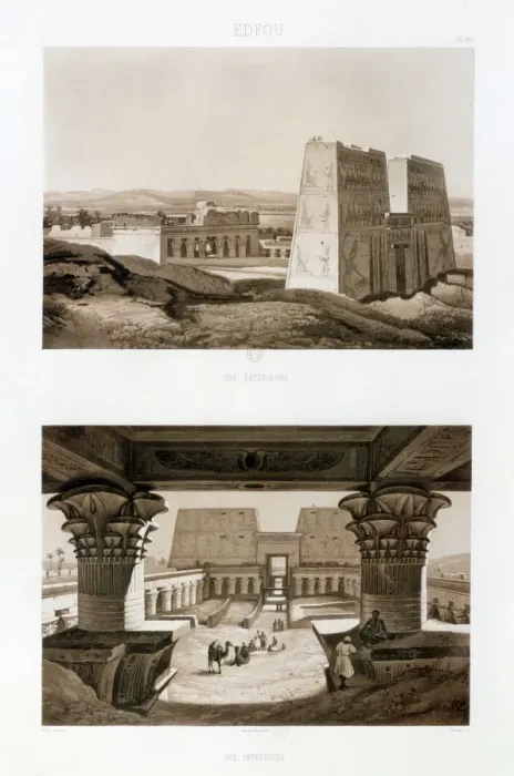 Framed Print : Temple facade and interior, Edfu, Egypt, 1841. Artist: Himley Framed Print : Temple facade and interior, Edfu, Egypt, 1841. Artist: Himley