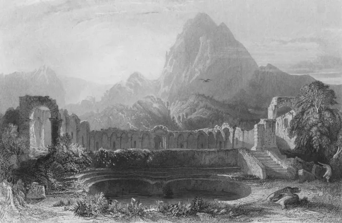 Framed Print : Temple & Fountain at Jagwhan, c19th century. Artist: James Redaway Framed Print : Temple & Fountain at Jagwhan, c19th century. Artist: James Redaway
