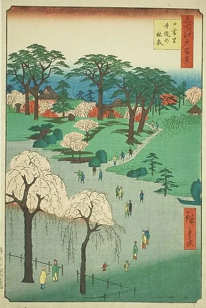 Temple Gardens in Nippori (Nippori jiin no rinsen), from the series 'One Hundred Famous... 1857. Creator: Ando Hiroshige. Temple Gardens in Nippori (Nippori jiin no rinsen), from the series 'One Hundred Famous... 1857. Creator: Ando Hiroshige