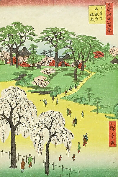 Temple Gardens, Nippori (Nippori jiin rinsen), 1857. Creator: Ando Hiroshige