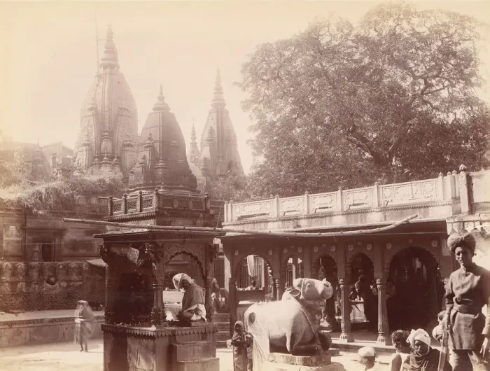 Framed Print : Temple of the Golden Cow, Benares, 1860s-70s. Creator: Unknown Framed Print : Temple of the Golden Cow, Benares, 1860s-70s. Creator: Unknown