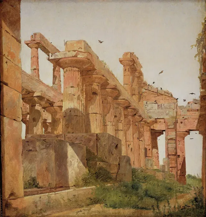 Framed Print : The Temple of Hera at Paestum, Italy;The so-called Temple of Poseidon at Paestum, 1838. Creator: Jorgen Pedersen Roed Framed Print : The Temple of Hera at Paestum, Italy;The so-called Temple of Poseidon at Paestum, 1838. Creator: Jorgen Pedersen Roed
