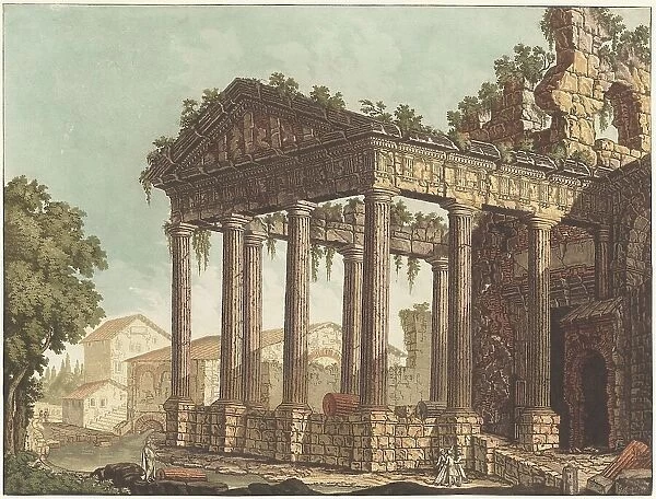 The Temple of Hercules at Cori, c.1784. Creator: Johann Gottlieb Prestel