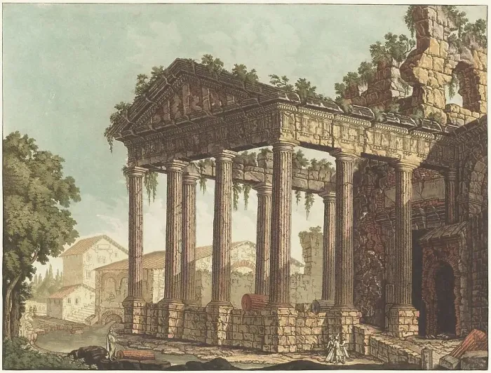 Framed Print : The Temple of Hercules at Cori, c.1784. Creator: Johann Gottlieb Prestel Framed Print : The Temple of Hercules at Cori, c.1784. Creator: Johann Gottlieb Prestel