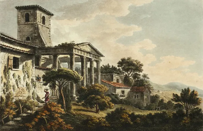 Framed Print : Temple of Hercules at Cori, plate thirty-two from the Ruins of Rome, published April 21 Framed Print : Temple of Hercules at Cori, plate thirty-two from the Ruins of Rome, published April 21